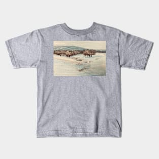 Snow Field Landscape Oil Painting Kids T-Shirt